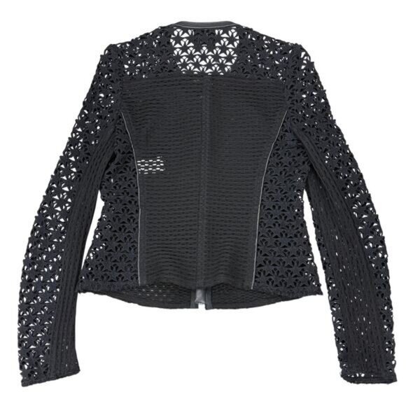 IRO Lewison Cutout Lamb Leather Trim Star Jacket Size 6 - Picture 8 of 9